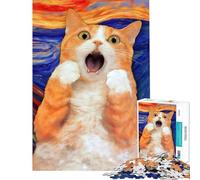 1000 Adult Pieces Jigsaw Puzzle The Purrfect Scream Challenging To Complete Home Art Decor Fun Games Suitable for Ages 14 And Up (38x26cm)