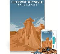1000 Adult Pieces Jigsaw Puzzle Theodore Roosevelt Park Tight Cut Fun Thinking Skill Game Leisure Fun Time Birthday Activity (50x75cm)