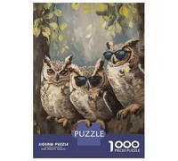 1000 Adult Pieces Jigsaw Puzzle Three Cool Sunglasses Owls Adult Jigsaw Puzzle Brain Teaser Game Birthday Present Challenging To Complete 38x26cm/1000pcs