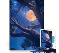 1000 Adult Pieces Jigsaw Puzzle Tree Branches Against A Starry Night Tight Cut Fun Thinking Skill Game Leisure Fun Time Birthday Activity (50x75cm)
