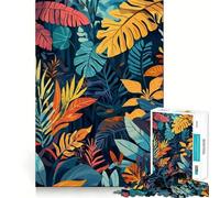 1000 Adult Pieces Jigsaw Puzzle Tropical Leaf Pattern Art Minimalist Neat Fit Decor Mind Exercise Toy Casual Fun Time Christmas Fun Gift(38x26cm)