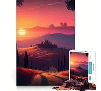 1000 Adult Pieces Jigsaw Puzzle Tuscany Sunset Neat Fit Decor Mind Exercise Toy Casual Fun Time Christmas Fun Gift(38x26cm)