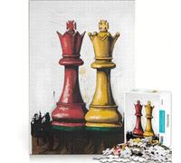 1000 Adult Pieces Jigsaw Puzzle Two Chess Pieces Standing, Relax Games, Challenging To Complete, Wishlist with Santa Claus 38x52cm