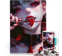 1000 Adult Pieces Jigsaw Puzzle Vampire Girl with Knife Educational Stress Relief Toy Every Piece is Unique - Challenging Family Fun Game 50x70cm