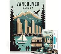 1000 Adult Pieces Jigsaw Puzzle Vancouver Canada Travel Tight Cut Fun Thinking Skill Game Leisure Fun Time Birthday Activity (38x52cm)