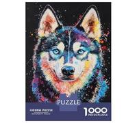 1000 Adult Pieces Jigsaw Puzzle Vibrant Husky Art Puzzle for Adults Brain Teaser Game Improve Memory Gifts for Friends And Family 52x38cm/1000pcs
