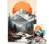 1000 Adult Pieces Jigsaw Puzzle Vintage Mountain Sunset Landscape Impossible Game Decompressing Intellectual Suitable for Desktop Decoration 38x26cm