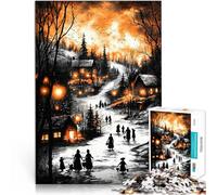 1000 Adult Pieces Jigsaw Puzzle Vintage Winter Glow Made of cardboard for and 14 years and over unique challenge game Offered as gifts for the whole family。size:38x52cm/14.96x20.47inch