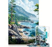 1000 Adult Pieces Jigsaw Puzzle West Coast Trail Canada Landscape Painting Neat Fit Decor Mind Exercise Toy Casual Fun Time Christmas Fun Gift (50x75cm)