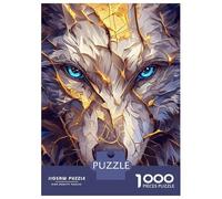 1000 Adult Pieces Jigsaw Puzzle Wolf Portrait with Golden Veins Puzzle for Adults Brain Teaser Game Improve Memory Gifts for Friends And Family 52x38cm/1000pcs