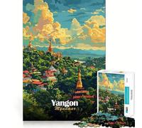1000 Adult Pieces Jigsaw Puzzle Yangon, Myanmar Cityscape Tight Cut Fun Thinking Skill Game Leisure Fun Time Birthday Activity(38x26cm)
