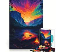1000 Adult Pieces Jigsaw Puzzle Yosemite Sunset Pixel Art Tight Cut Fun Thinking Skill Game Leisure Fun Time Birthday Activity (38x52cm)