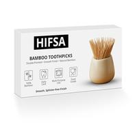 1000 Bamboo Toothpicks Wooden Toothpicks Cocktail Sticks Natural Double Pointed Food Grade Wooden Picks for Teeth Cleaning Dental Floss Smooth Splinter Free Finish Ideal for Home Party Bars