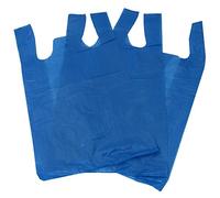 1000 Blue Plastic Polythene Vest Style Carrier Bags - Size 11 x 17 x 21" Shopping Gift Boutique Supermarket Cash N Carry Market Stall
