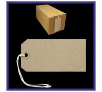 1000 Brown BUFF Strung Tags 120mm x 60mm Large Luggage Manilla Tie On Tag Craft