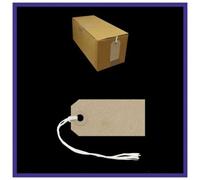 1000 Brown Buff Strung Tags 70mm x 35mm Small Luggage Manilla Tie On Tag Craft