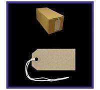 1000 Brown Buff Strung Tags 82mm x 41mm Small Luggage Manilla Tie On Tag Craft