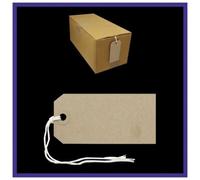 1000 Brown BUFF Strung Tags 96mm x 48mm Medium Luggage Manilla Tie On Tag Craft