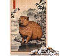 1000 'Capybara Japan Vintage' Poster, Picture, Metal Print, Paint by Yushiroe Jigsaw Puzzles for Adults Teenager & Wooden Puzzles Family Games 1000pcs (75x50cm)