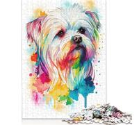 1000 'Colorful Maltese Dog Art Jigsaw Puzzles for Adults Teenager & Wooden Puzzles Family Games 1000pcs (75x50cm)