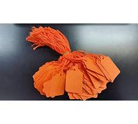 1000 Coloured Kraft Strung String Tags Swing Price Ticket Jewellery Tie On Labels (Orange, 42mm X 27mm)