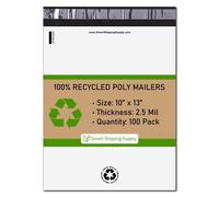 1000 Count, 10x13 inch 100% Recycled Poly Mailers Eco Friendly Packaging Envelopes Supplies Mailing Bags 2.5 Mil Thick - SMART Mailer