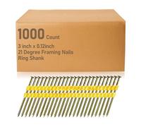 1000 Count Framing Nails 3" x 0.120, 21 Degree for Metabo Framing Nail Gun