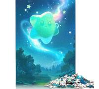 1000 Cute Star in Polar Lights Creative Square Jigsaw Puzzles for Adults, Wooden Puzzles Unique Challenge Games 1000pcs (75x50cm)