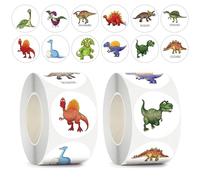 1000 Dinosaur Stickers for Children Kids, Animal Reward Stickers for Teacher Student Classroom Party Bags Fillers DIY Craft, 12 Designs, 2 Rolls, 2.5cm