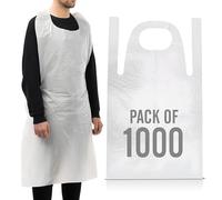 1000 Disposable Aprons White Flat Pack Multipurpose Strong Waterproof Plastic Aprons in Bulk Sizes Quantity Ideal for Catering, Cooking, Clinics, Hospitality & Workplace Protection.