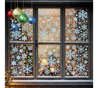 1000+ Double Sided Snowflake Window Clings, 30+ Designs Blue Static Stickers Window Decoration Christmas Ornaments Reusable Winter Party Supplies New Year Decals for Winter Holiday (10 Sheets)