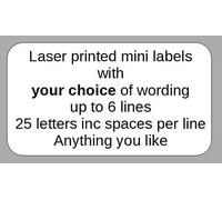 1000 eBuyOne Personalised Mini Self-Adhesive Address Labels. Size : 38mm x 21mm Custom Printed in Black on Quality White Self Adhesive Labels / Stickers with up to 6 lines of text of your choice. Free P & P
