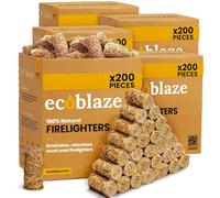 1000 Ecoblaze Natural Firelighters | 5 x 200 Box | Long Burning, Fast Lighting, Odourless Wool Starters | Kindling Wood, BBQ Lighter Kit, Firestarter for Pizza Ovens, Log & Wood Burners, Fire Pit