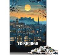 1000 Edinburgh Scotland Nightscape Illustration Jigsaw Puzzles for Adults Teenager & Paper Puzzles Family Games 38x26cm/1000pcs