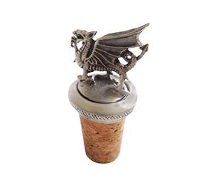 1000 Flags Wales Welsh Dragon Wine or Spirits Pewter Bottle Stopper