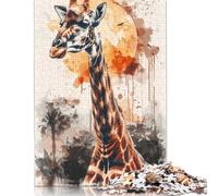1000 Giraffe Sun Watercolor Jigsaw Puzzles for Adults Teenager & Wooden Puzzles Family Games 1000pcs (75x50cm)