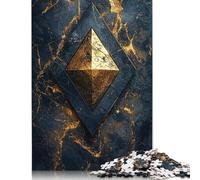 1000 Gold Diamond on Marble Jigsaw Puzzles for Adults Teenager & Wooden Puzzles Family Games 1000pcs (75x50cm)