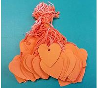 1000 Heart Shaped Kraft Strung String Tags Swing Price Ticket Jewellery Tie On Labels- 40mm (Orange)