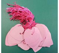 1000 Heart Shaped Kraft Strung String Tags Swing Price Ticket Jewellery Tie On Labels- 40mm (Pink)