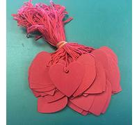 1000 Heart Shaped Kraft Strung String Tags Swing Price Ticket Jewellery Tie On Labels- 40mm (Red)