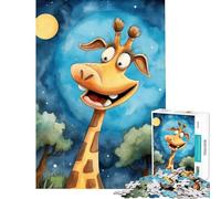 1000 Jigsaw Puzzle A Giraffes Moonlit Smile Peaceful Brain Teaser Toy Crisp Clear Printed Details Stunning Gifts for Art Collection (Size 50x75cm)