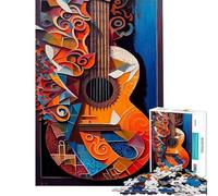 1000 Jigsaw Puzzle Abstract Acoustic Guitar Peaceful Brain Teaser Toy Crisp Clear Printed Details Stunning Gifts for Art Collection (Size 38x26cm)