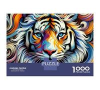 1000 Jigsaw Puzzle Abstract Tiger Portrait Jigsaw for Adults Brain Teaser Game Perfect Decoration Unique Birthday And Xmas Gifts 70x50cm/1000pcs