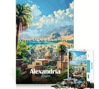 1000 Jigsaw Puzzle Alexandria Egypt Travel Poster Smooth Cut Play Mind Game Gift Restful Play Time Christmas Art Piece (38x26cm)