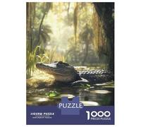 1000 Jigsaw Puzzle Alligator in Swamp Jigsaw for Adults Brain Teaser Game Perfect Decoration Unique Birthday And Xmas Gifts 70x50cm/1000pcs