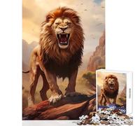 1000 Jigsaw Puzzle Angry Wild Lion King Adult Jigsaw Puzzles Difficult Challenge Every Piece Is Unique - Challenging Game And Family Play (50x75cm)
