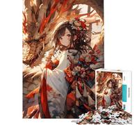 1000 Jigsaw Puzzle Anime Girl with Dragon Challenging To Complete Difficult Hard Educational Games Suitable for People Aged 14 And Above (50x75cm)
