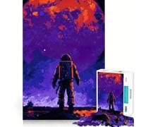 1000 Jigsaw Puzzle Astronaut And Planet Digital Painting Smooth Cut Play Mind Game Gift Restful Play Time Christmas Art Piece (50x75cm)