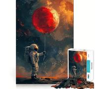 1000 Jigsaw Puzzle Astronaut Holding Red Balloon Smooth Cut Play Mind Game Gift Restful Play Time Christmas Art Piece (38x26cm)