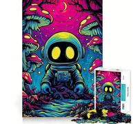 1000 Jigsaw Puzzle Astronaut in Psychedelic Mushroom Forest Smooth Cut Play Mind Game Gift Restful Play Time Christmas Art Piece (38x52cm)